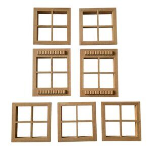 1979 Houseworks Wooden Dollhouse Windows Grids Set of 7 Unfinished House Vintage